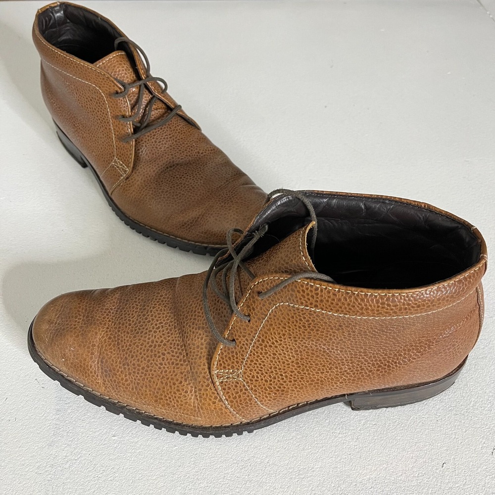 Cole Haan Nike Air Chukka Boots Mens‎ 9.5M Brown Pebbled Leather Lace Up C09799